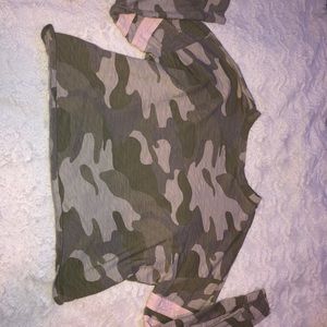 camo cropped shirt